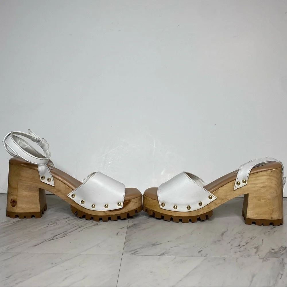 New! Steve Madden Ocala White Leather Platform Sandal 9.5 M